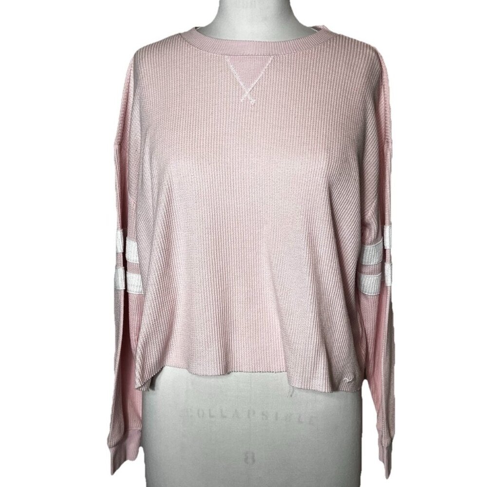 Hollister Must Have Collection Thermal Fabric Crop Top Oversized Pink Size Small